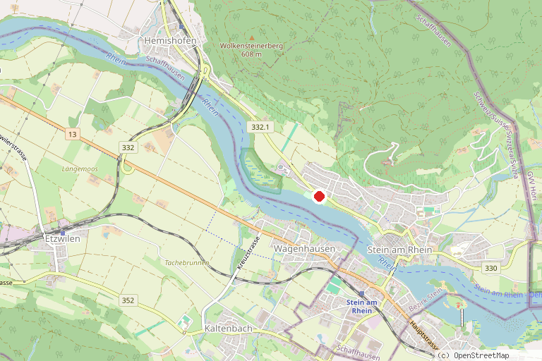 Karte mit der Lage von Kanustation Stein am Rhein
