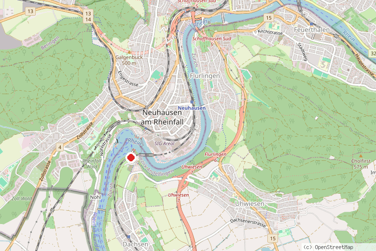 Karte mit der Lage von Schloss Laufen am Rheinfall