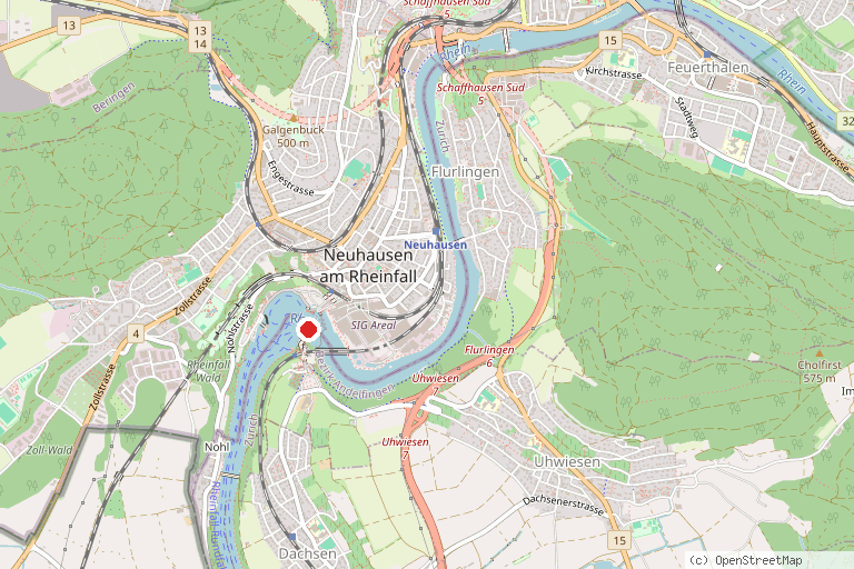 Karte mit der Lage von Rheinfall