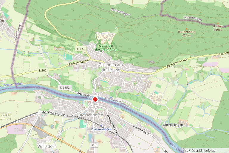 Karte mit der Lage von Gedeckte Rheinbrücke Diessenhofen
